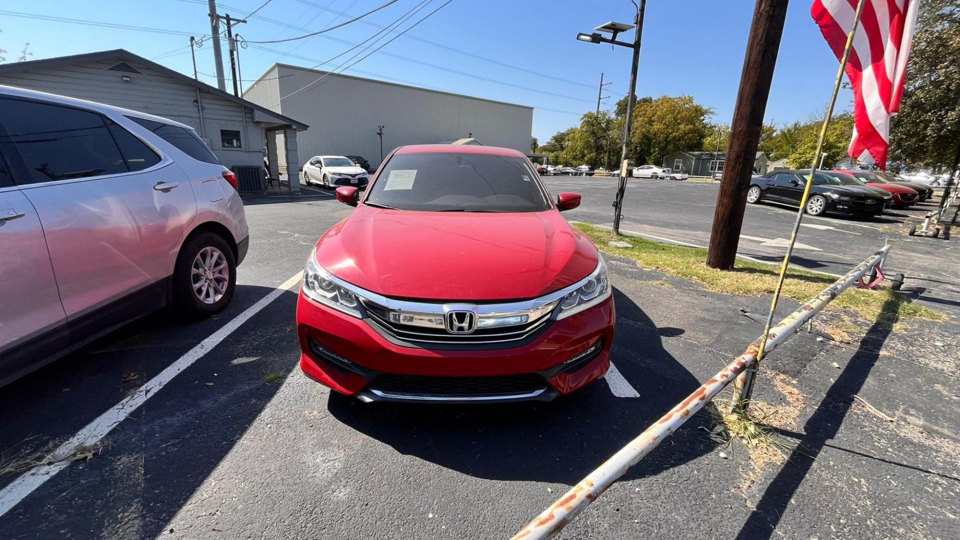 2017 Red Honda Accord Sport Sedan CVT (1HGCR2F56HA) with an 2.4L L4 DOHC 16V engine, CVT transmission, located at 945 E. Jefferson Blvd, Dallas, TX, 75203, (214) 943-7777, 32.752514, -96.811630 - Photo#1