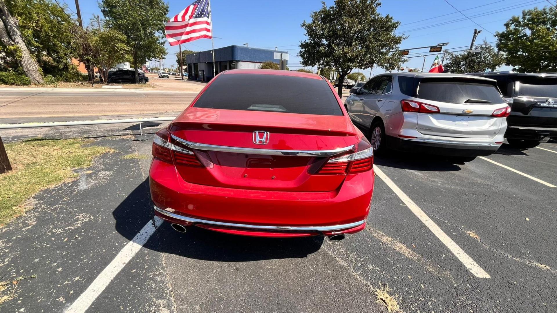 2017 Red Honda Accord Sport Sedan CVT (1HGCR2F56HA) with an 2.4L L4 DOHC 16V engine, CVT transmission, located at 945 E. Jefferson Blvd, Dallas, TX, 75203, (214) 943-7777, 32.752514, -96.811630 - Photo#3